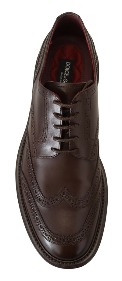 Brown Leather Derby Dress Wingtip Shoes