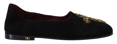 Black Suede Gold Cross Slip On Loafers Shoes