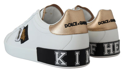 White Leather Sport DG Sequined Sneakers