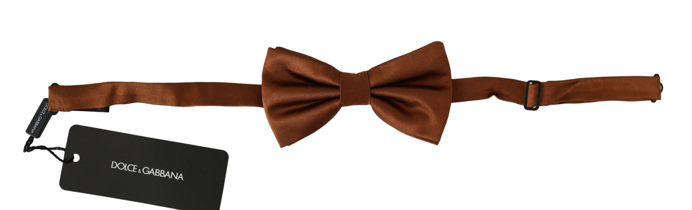 Men Brown 100% Silk Adjustable Neck Papillon Bow Tie