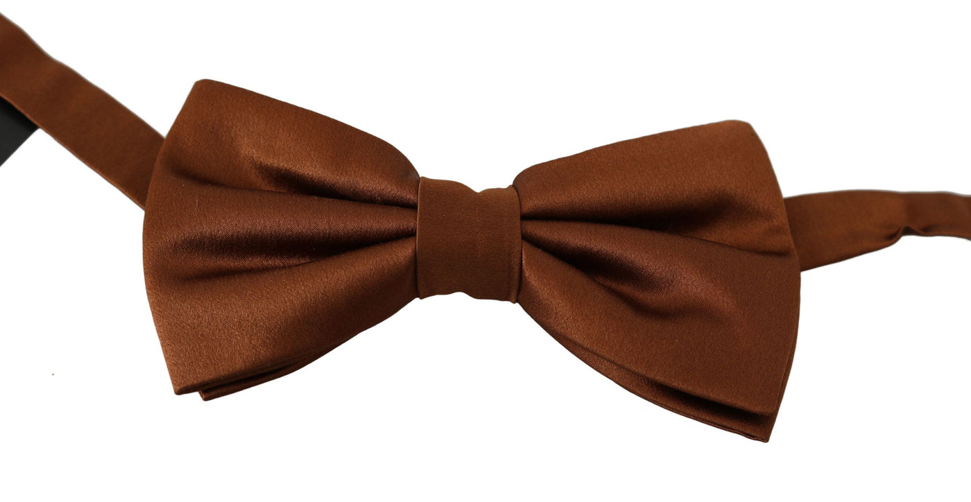 Men Brown 100% Silk Adjustable Neck Papillon Bow Tie