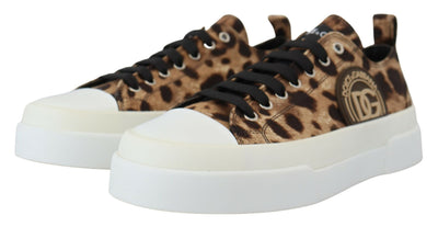 Brown Leopard Print Denim Sneakers Shoes