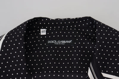 Black White Polka Dots Men Pajama Silk Top