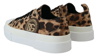 Brown Leopard Print Denim Sneakers Shoes