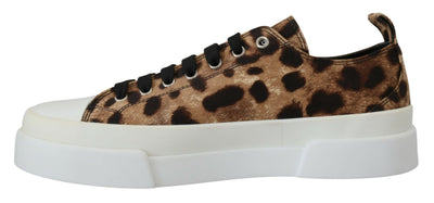 Brown Leopard Print Denim Sneakers Shoes