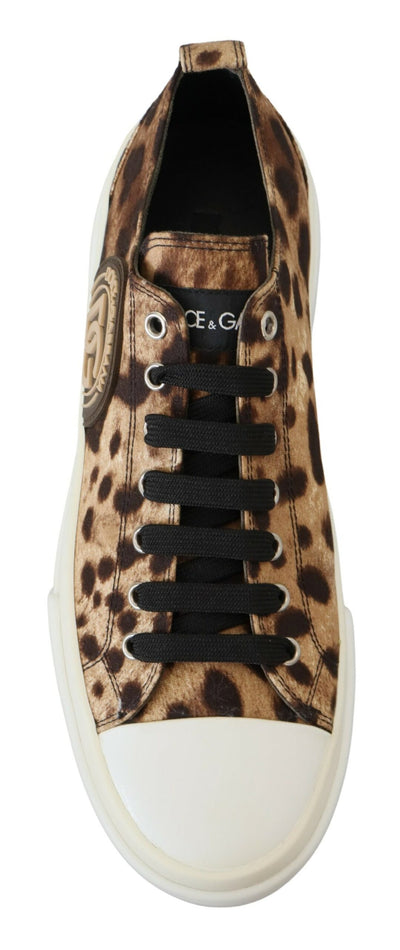 Brown Leopard Print Denim Sneakers Shoes