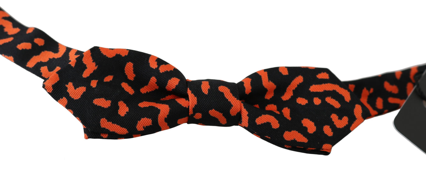 Orange Black Pattern Adjustable Neck Papillon Men Bow Tie