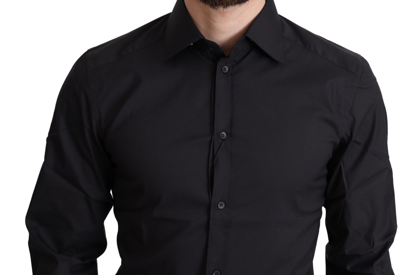 Black Cotton Blend Formal Dress Shirt