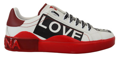 White Red LOVE Leather Casual Sneakers