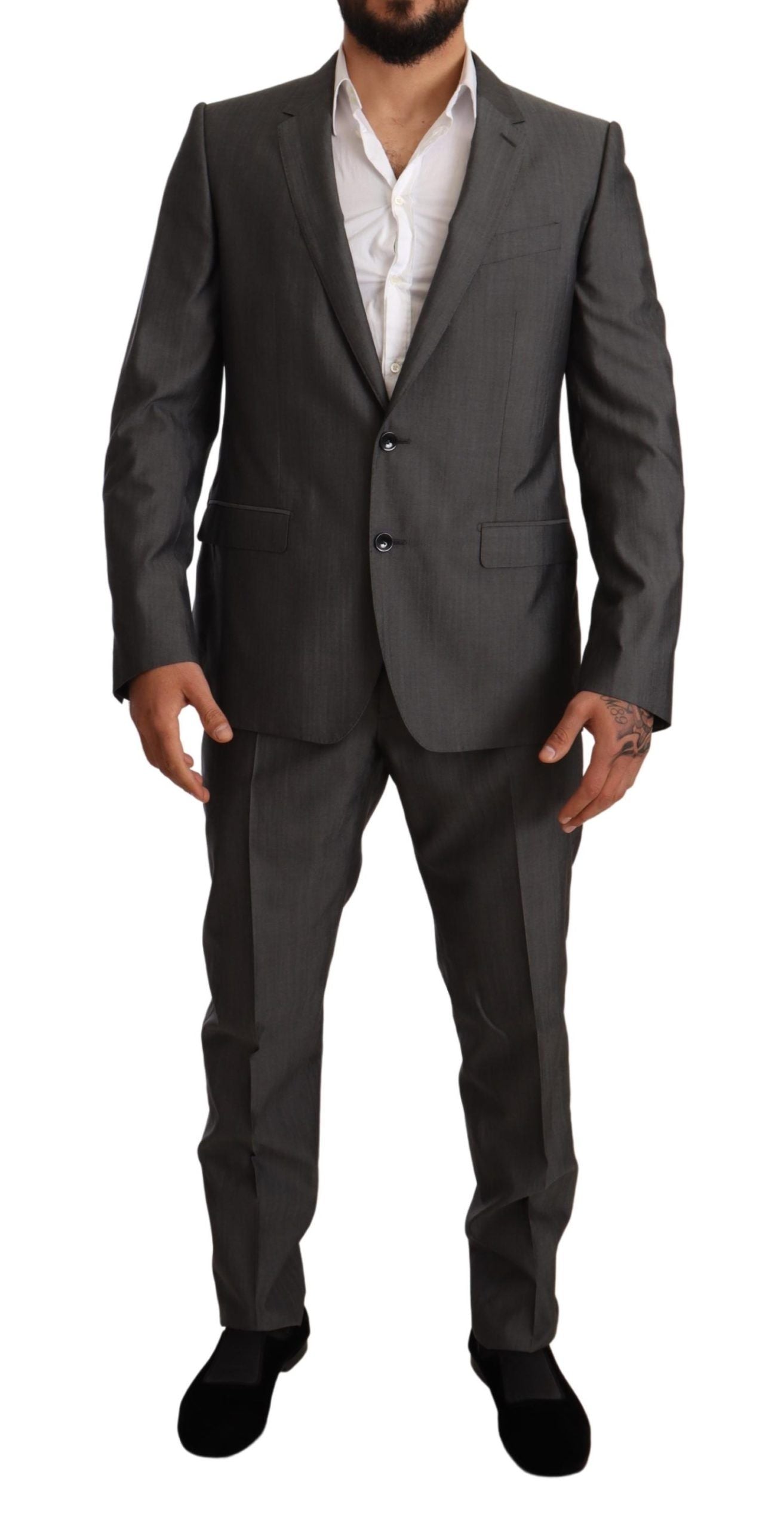 Gray Metallic MARTINI Slim Fit Set Suit