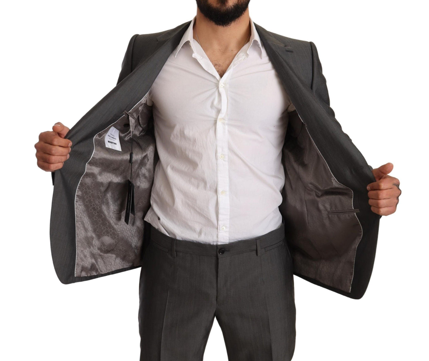 Gray Metallic MARTINI Slim Fit Set Suit