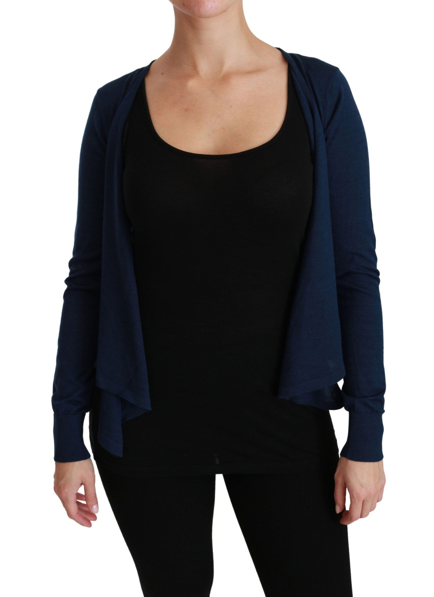 Blue Long Sleeve Cardigan Vest Cashmere Sweater