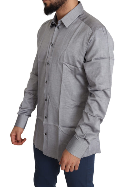 Gray Cotton Men Formal GOLD Dress Shirt