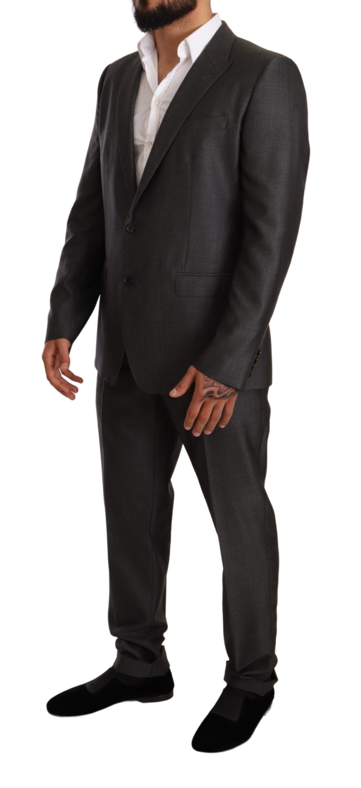 Gray Slim Fit Wool Silk MARTINI Suit