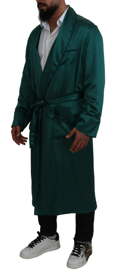 Green Silk Waist Belt Robe Sleepwear