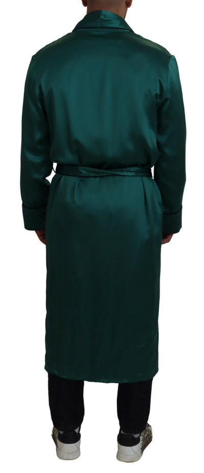 Green Silk Waist Belt Robe Sleepwear