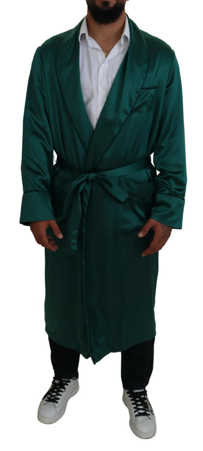 Green Silk Waist Belt Robe Sleepwear