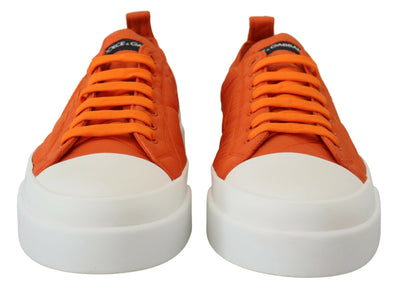 Orange Nylon Low Top Sneakers Shoes