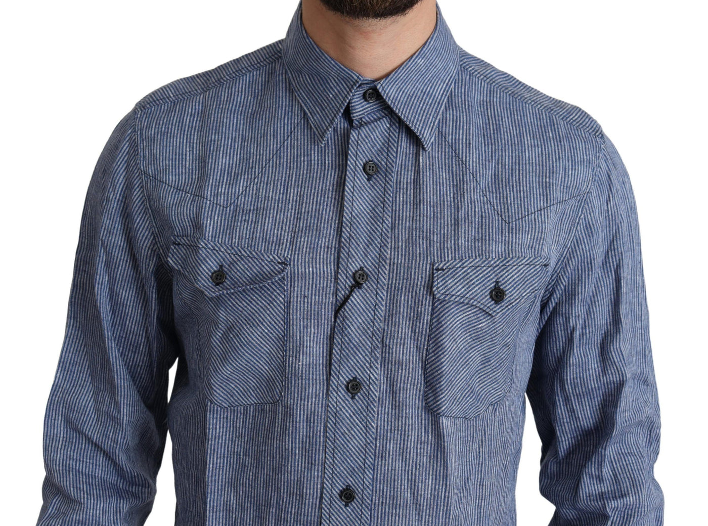 Blue Stripes Men Casual Button Down Shirt