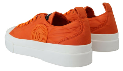 Orange Nylon Low Top Sneakers Shoes