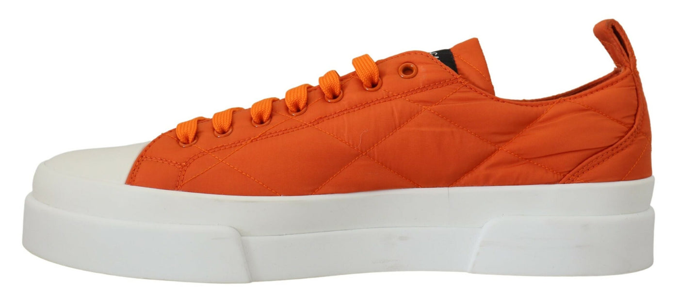 Orange Nylon Low Top Sneakers Shoes