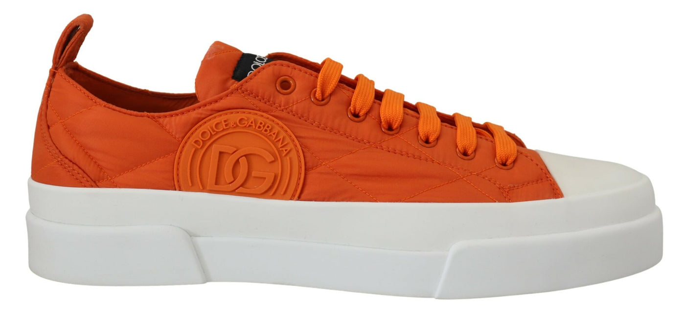 Orange Nylon Low Top Sneakers Shoes