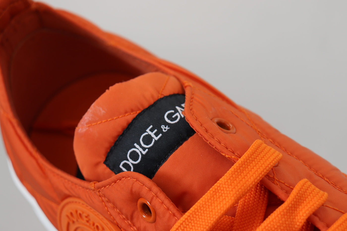 Orange Nylon Low Top Sneakers Shoes