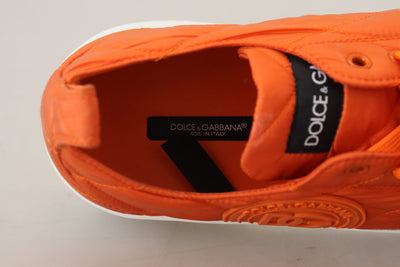 Orange Nylon Low Top Sneakers Shoes