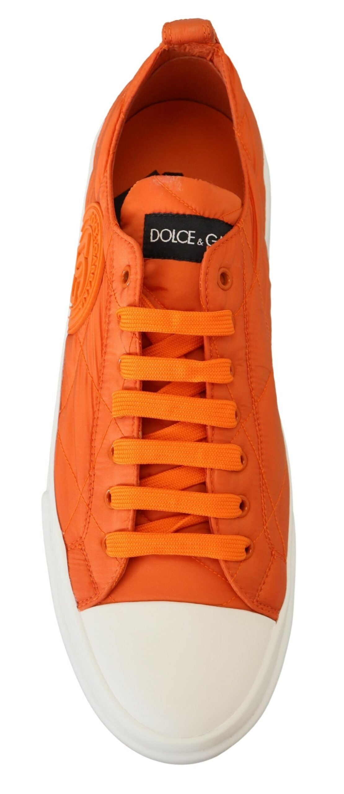 Orange Nylon Low Top Sneakers Shoes