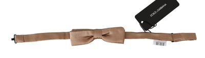 Men Beige 100% Silk Adjustable Neck Papillon Bow Tie