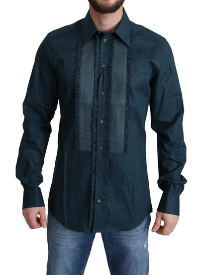 Blue Placket Cotton Dress Formal Shirt