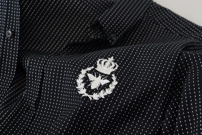 Black Polka Dotted Crown Bee Cotton Shirt