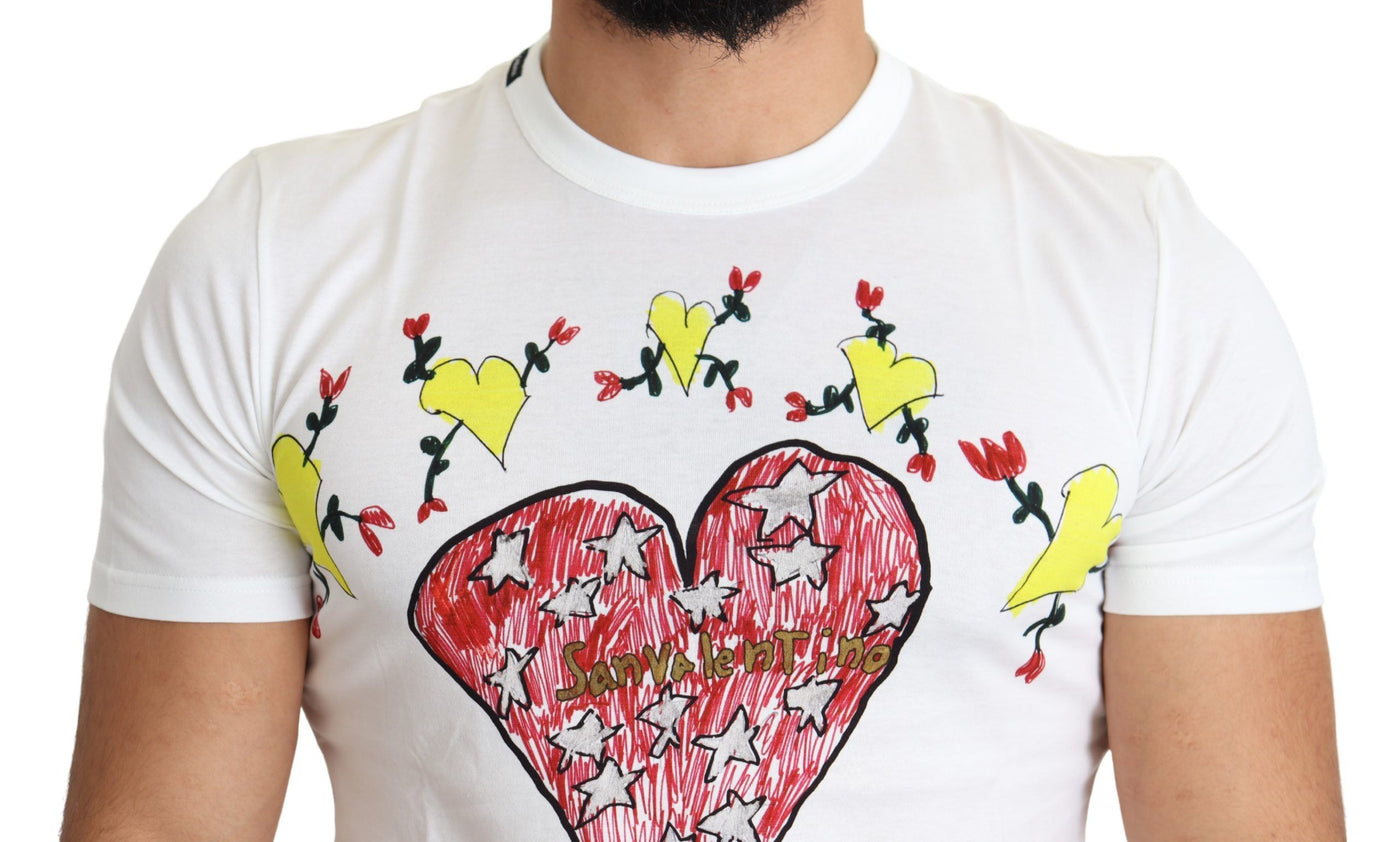 White Saint Valentine Print Cotton Men T-shirt