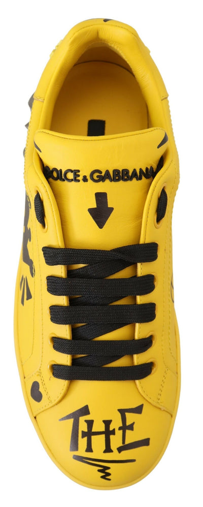 Yellow King Studded Casual Leather Sneakers Shoes