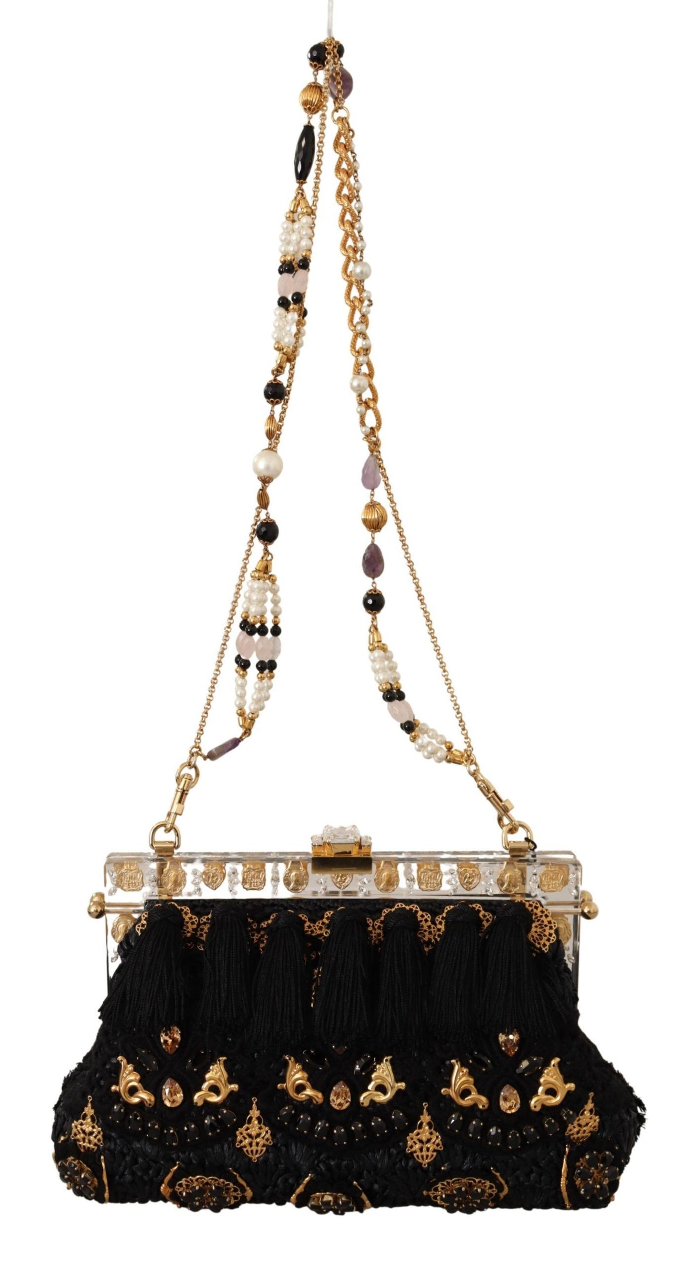 Black Woven Tassel Gold Baroque Crystals VANDA Bag