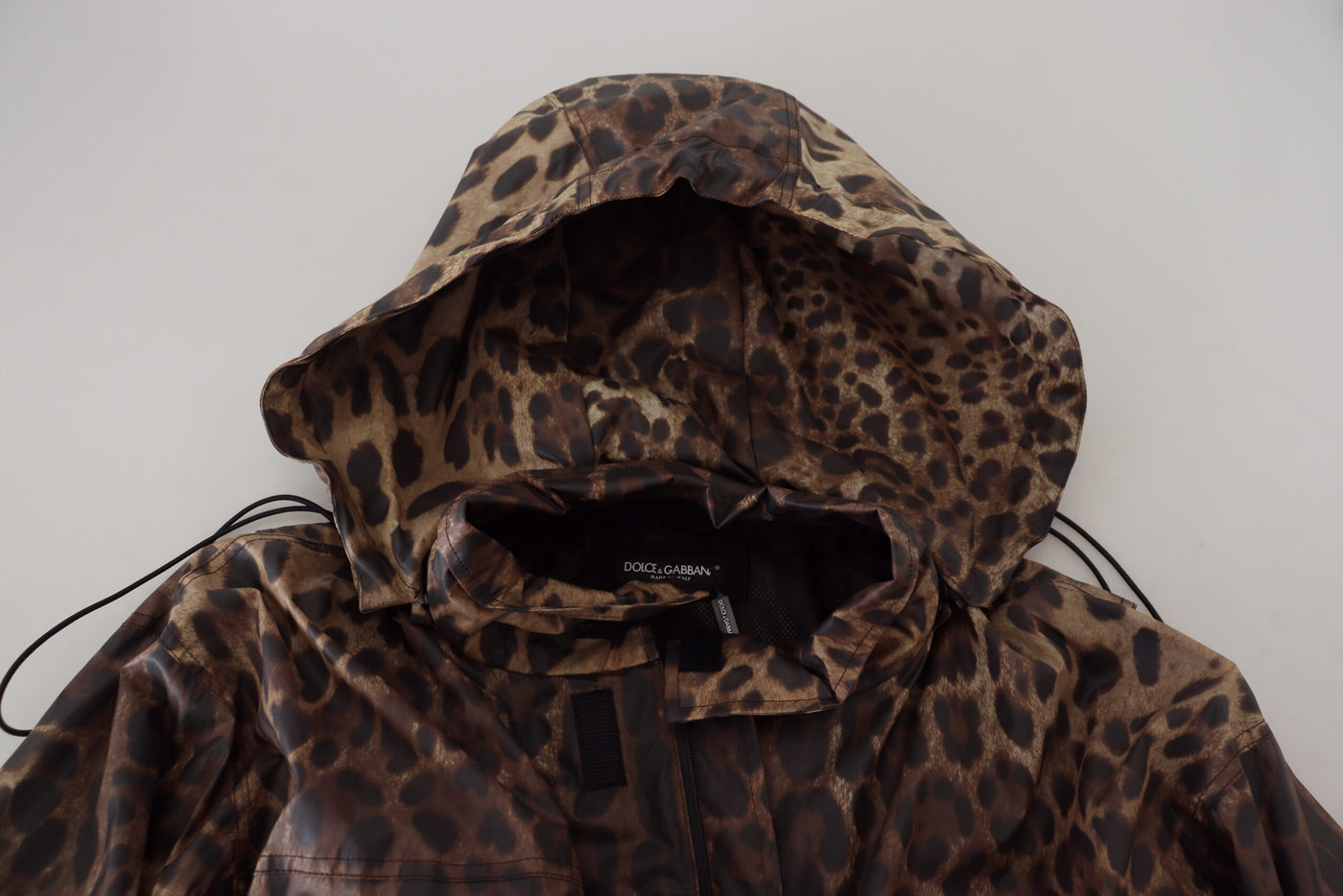 Brown Leopard Print Men Hooded Jacket