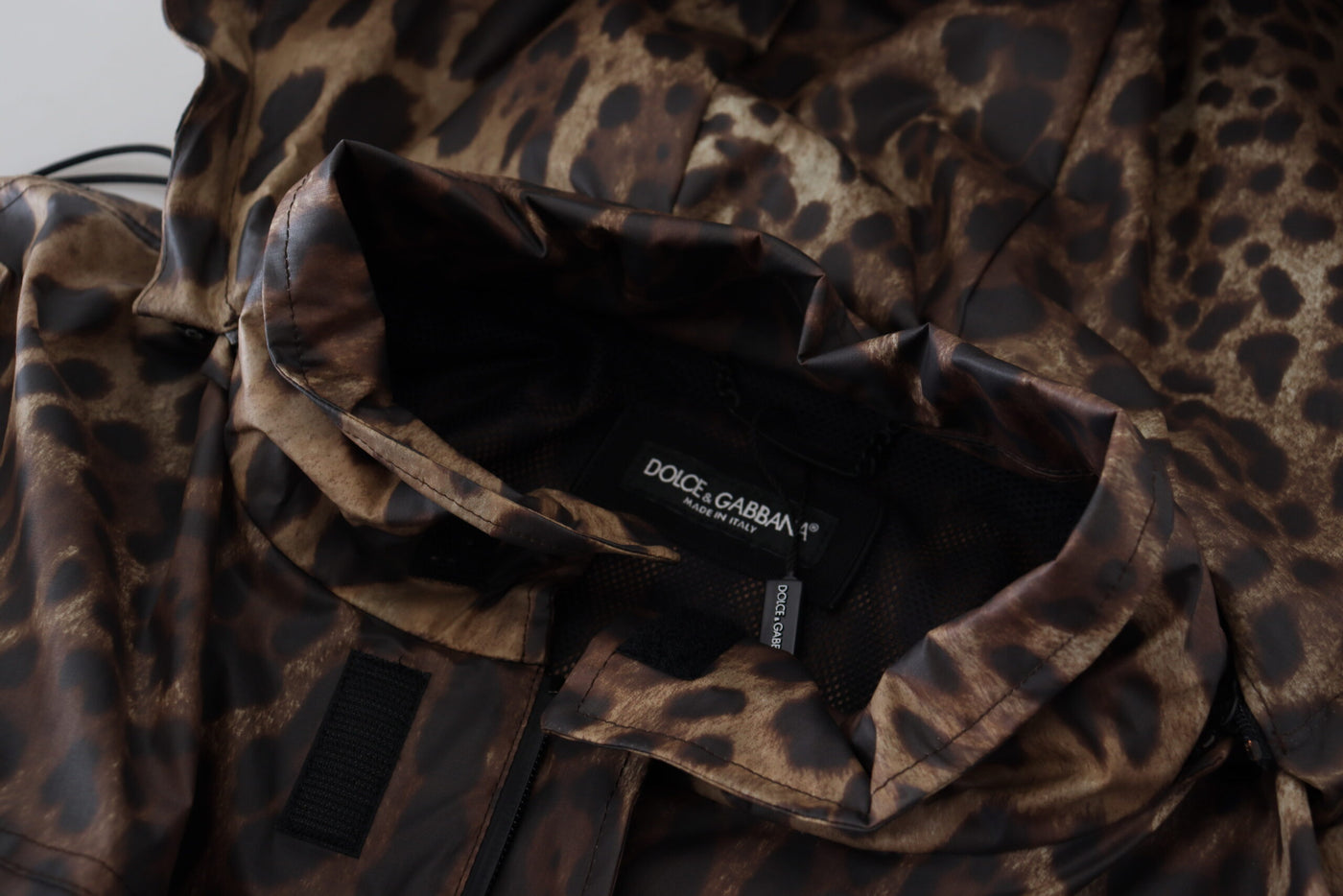 Brown Leopard Print Men Hooded Jacket