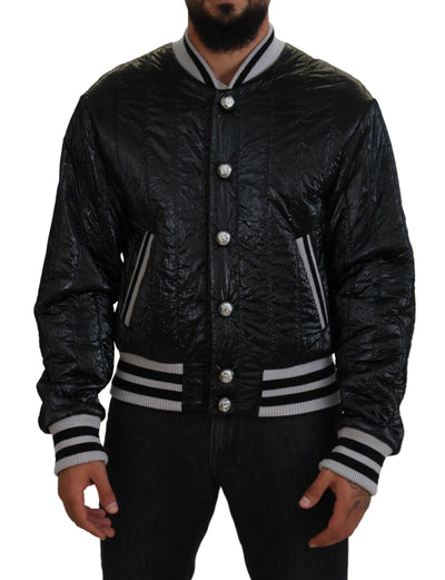 Black DG Logo Print Lining Bomber Jacket