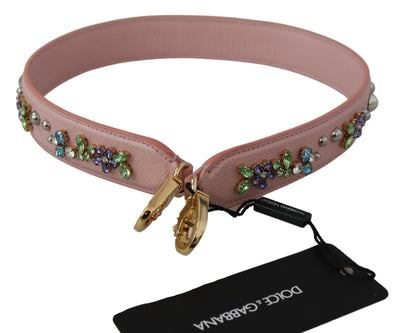 Pink Leather Crystals Bag Accessory Shoulder Strap