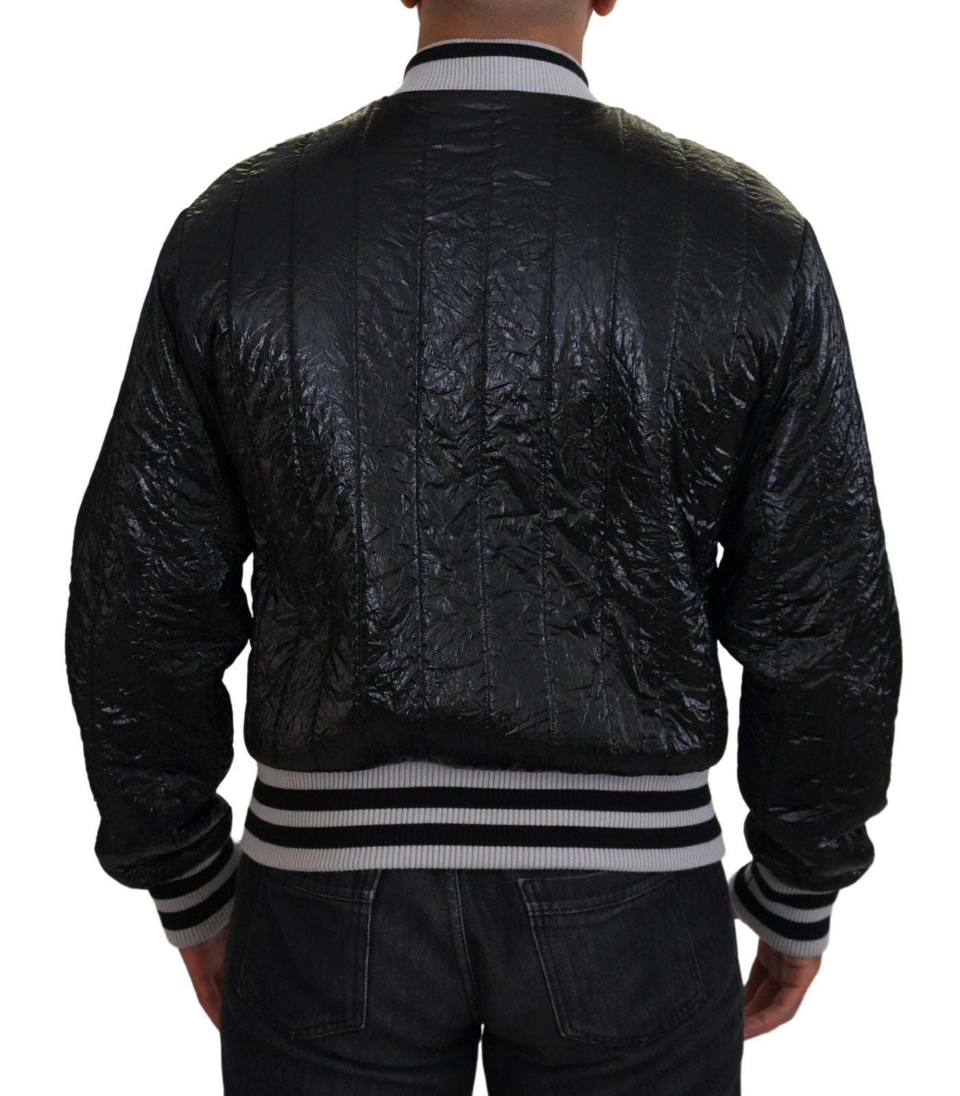 Black DG Logo Print Lining Bomber Jacket