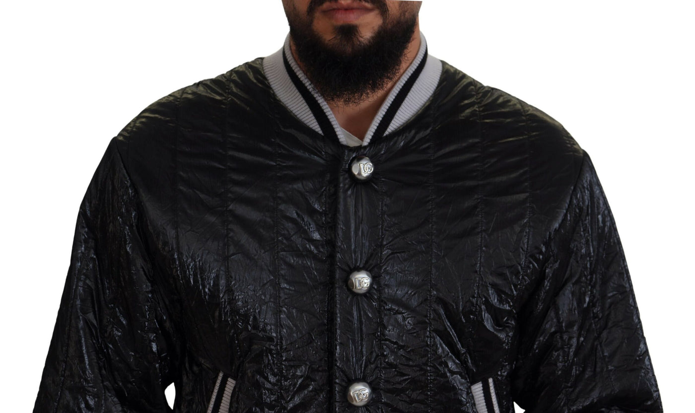 Black DG Logo Print Lining Bomber Jacket