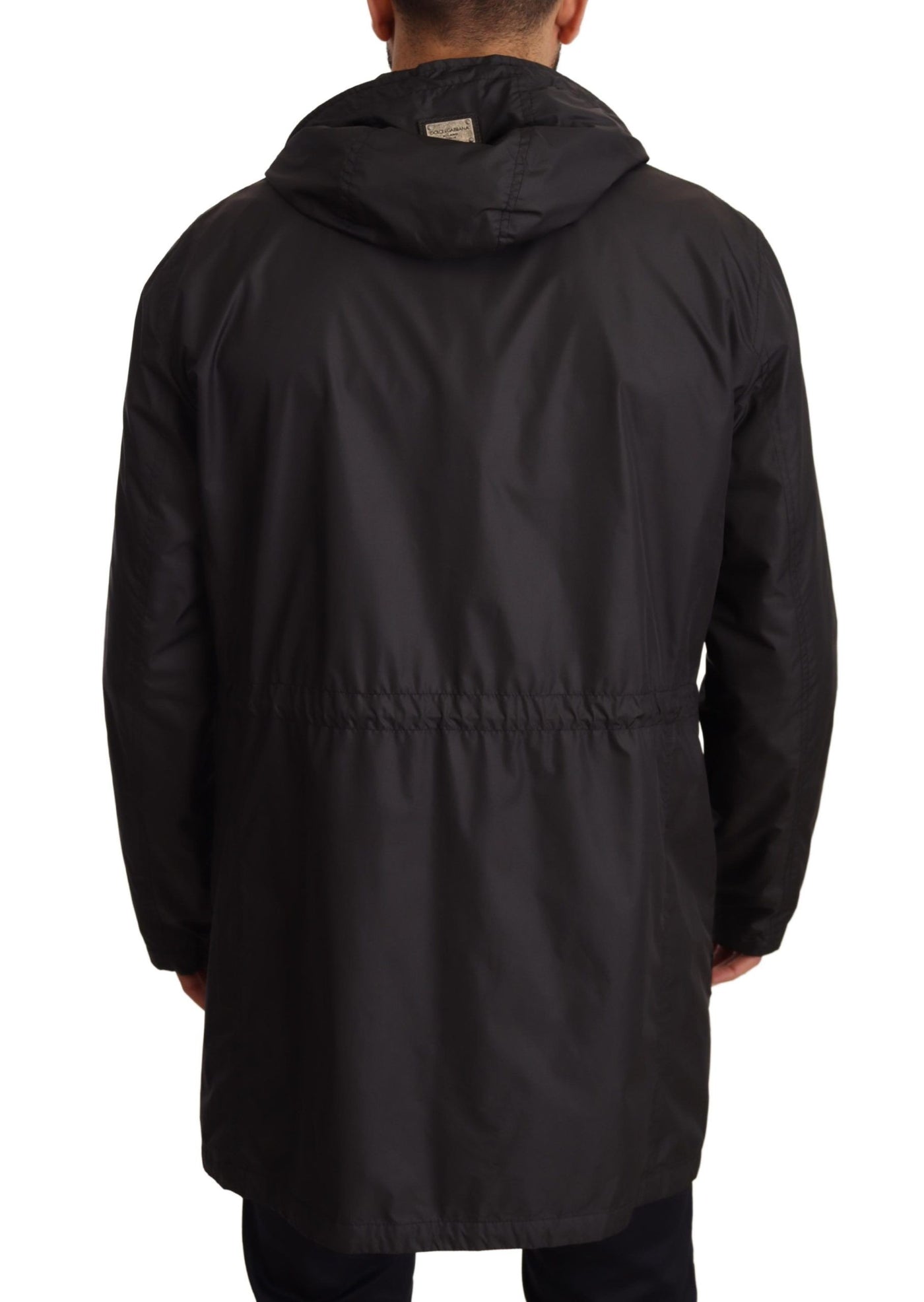 Black Hooded Mens Trench Coat Jacket