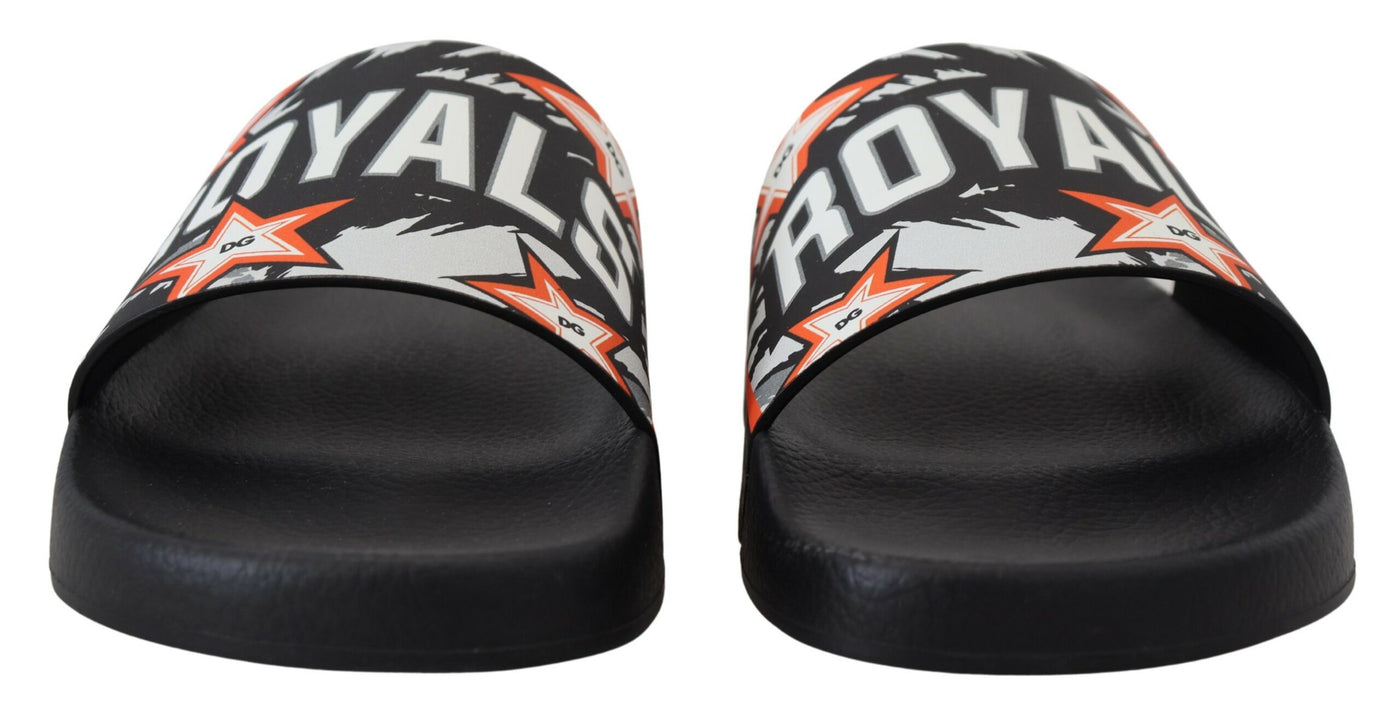 Black Orange Royals Rubber Sandals Slides Slip On