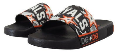 Black Orange Royals Rubber Sandals Slides Slip On