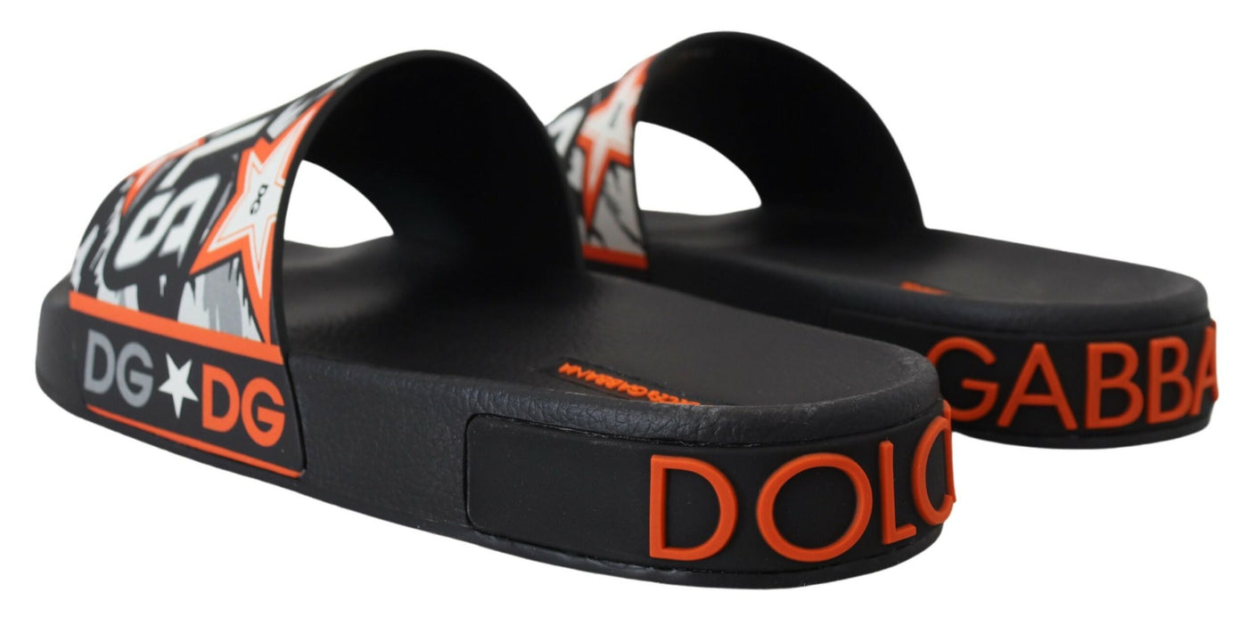 Black Orange Royals Rubber Sandals Slides Slip On