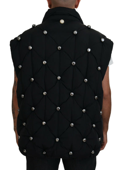 Black Sleeveless DG Metal Embellishment Jacket