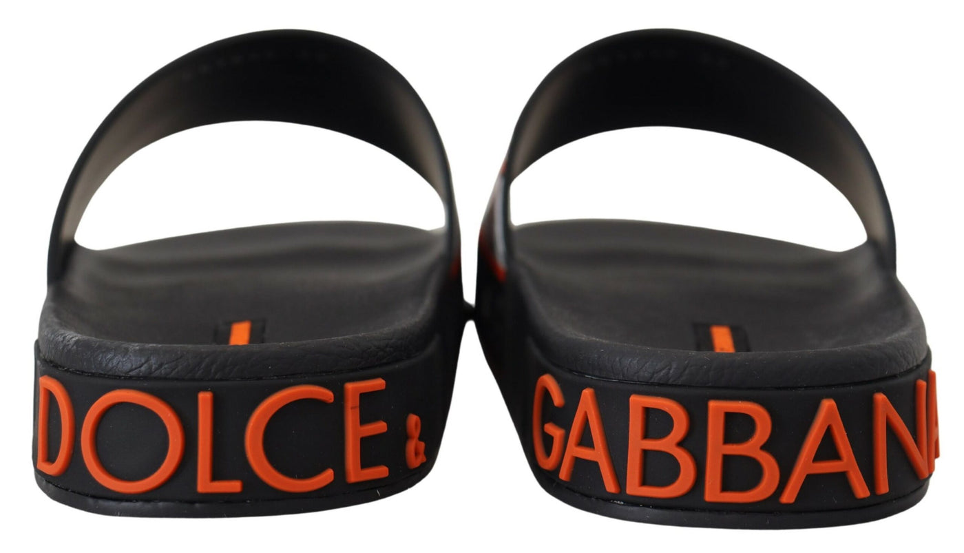 Black Orange Royals Rubber Sandals Slides Slip On