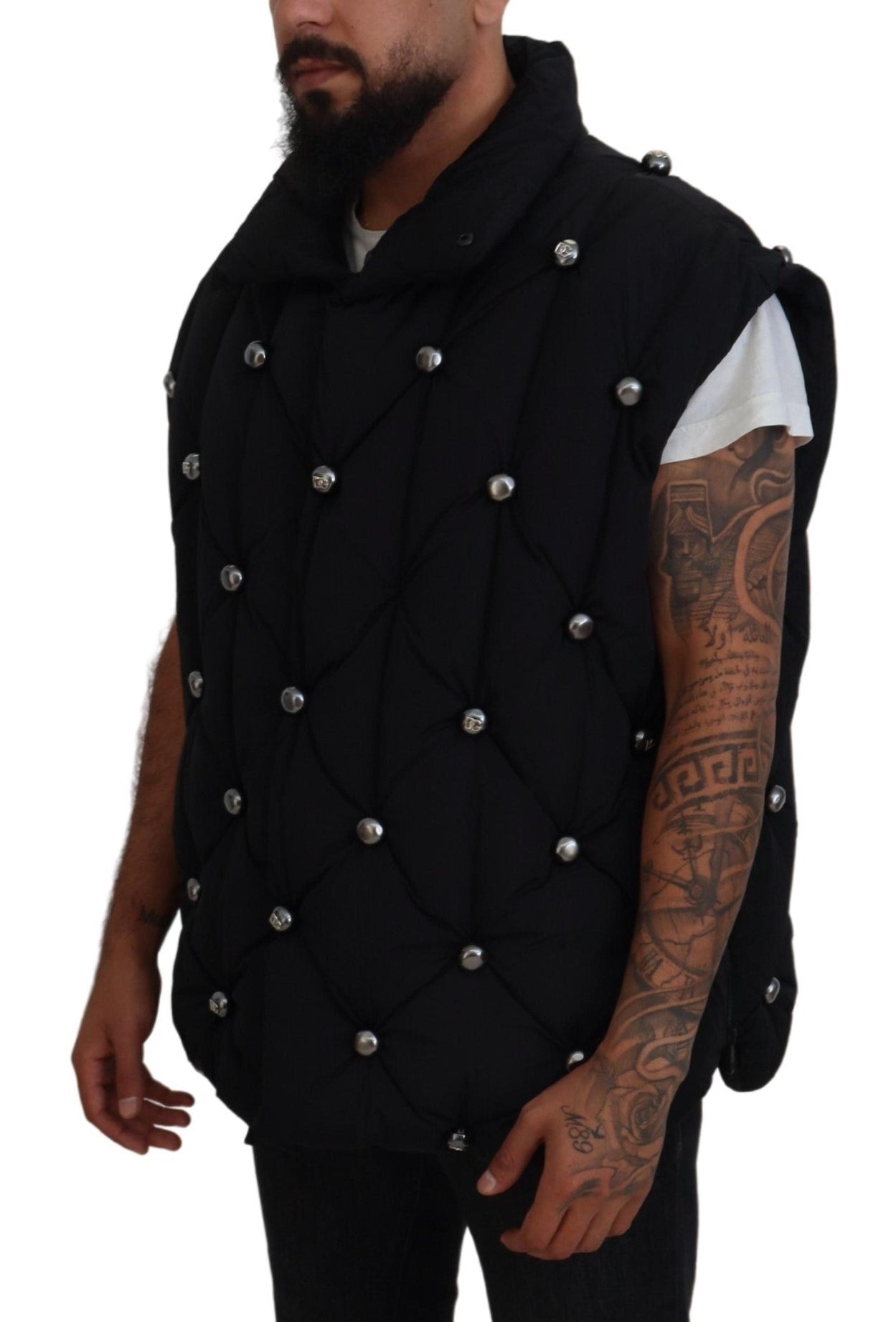 Black Sleeveless DG Metal Embellishment Jacket