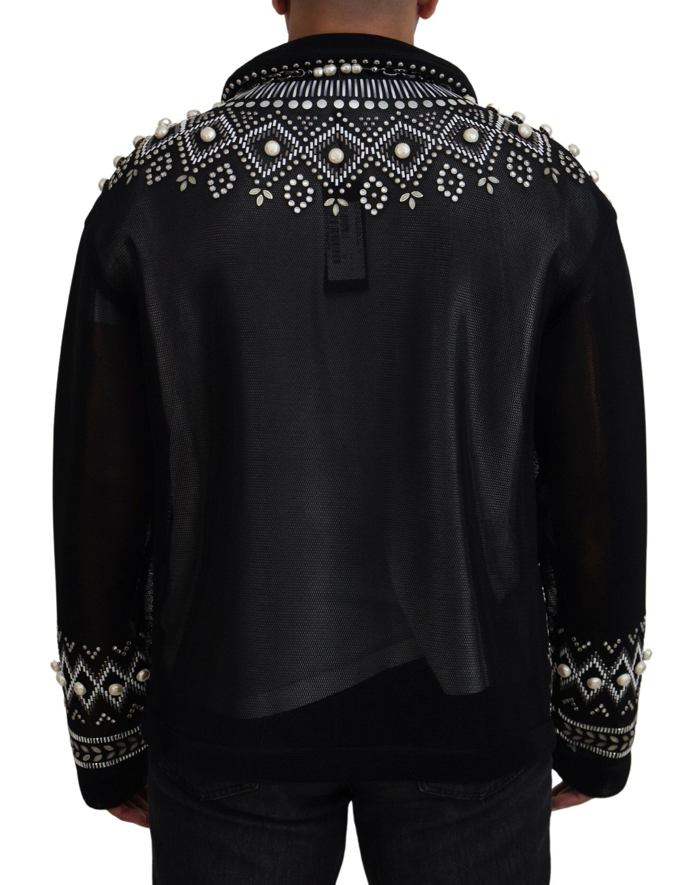 Black White DG Pearl Embellishment Jacket