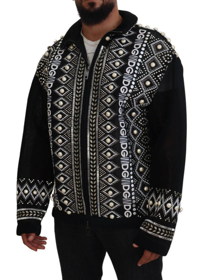 Black White DG Pearl Embellishment Jacket